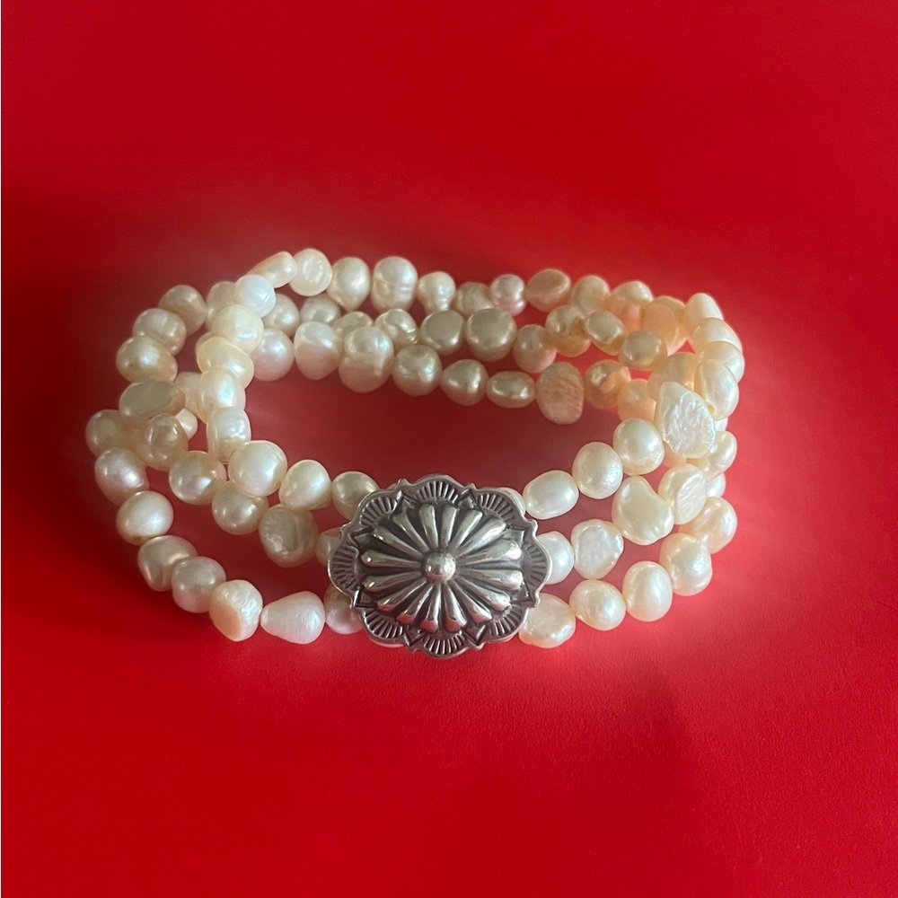 925 Sterling Silver and Pearl Bracelet